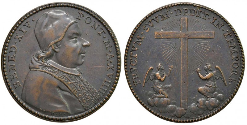 Benedetto XIV (1740-1758)- Medaglia -Patr. 95 14,30 grammi. Probabile riconio po...