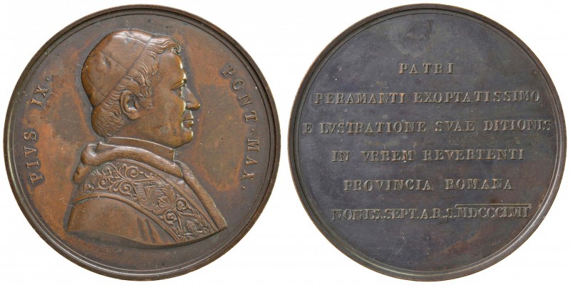 Pio IX (1846-1878)- Medaglia 1857 -Cam. 1224/950 92,00 grammi. Medaglia emessa d...