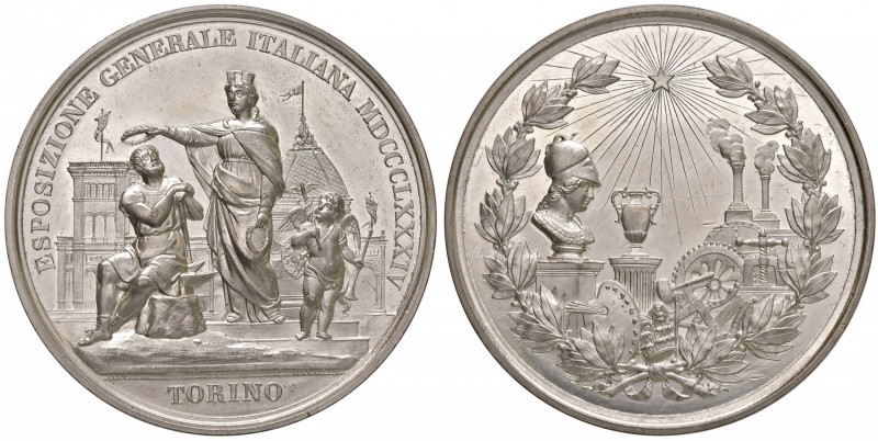 Esposizione di Torino - Medaglia 1884 - 53,00 grammi. Opus Speranza. Metallo bia...