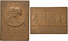 Leonardo da Vinci e Cristoforo Colombo - Placca 1905 per il congresso internazionale di navigazione - 83,23 grammi. Opus Johnson.
qFDC