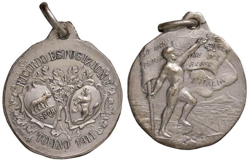 Esposizione di Torino - Medaglia 1911 - 8,45 grammi. Opus Picchiani. Metallo arg...