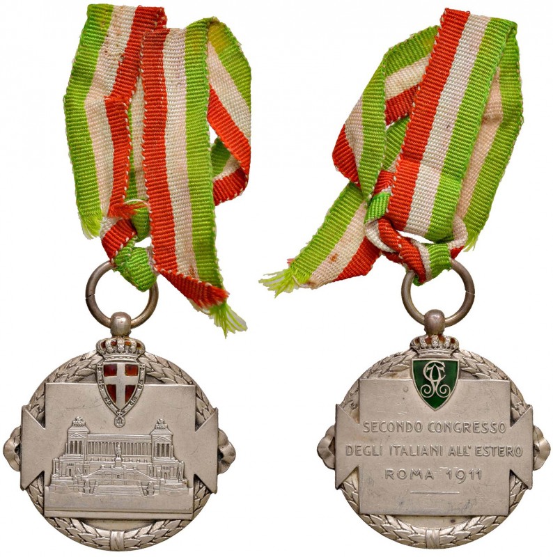 Roma - Medaglia 1911 italiani all'estero - 10,27 grammi. In argento. Con nastrin...