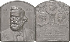 Giuseppe Verdi - Placchetta commemorativa 1913 - 49,44 grammi. Opus Donzelli. Piombo??. Graffietti e colpetti.
qSPL