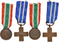 Vittorio Emanuele III - Lotto di 2 medagliette per l'unit&agrave; d'Italia - 1,42 grammi + 1,27 grammi. Con nastrino originale.
SPL+