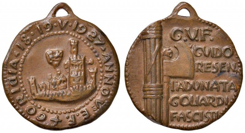 Regno d'Italia - Medaglia GUF 1° adunata goliardi 1927- 15,48 grammi. Opus Johns...