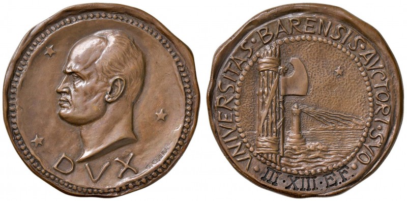 Benito Mussolini - Medaglia commemorativa università di Bari 1935 - 33,27 grammi...