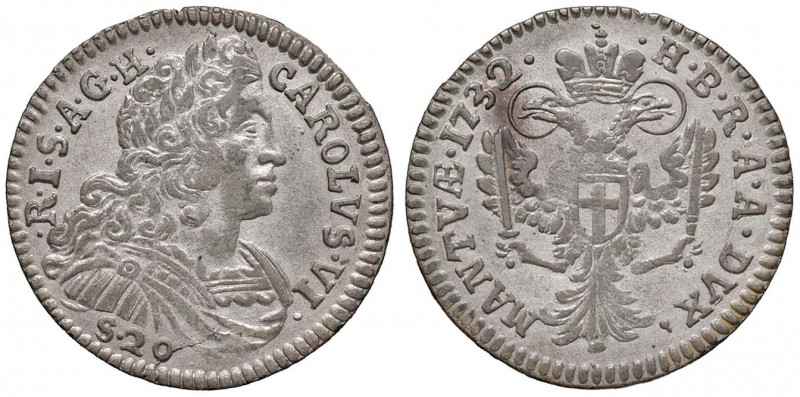 Mantova - Carlo VI (1708-1740) - 20 Soldi 1732 - Mir. 752/2 NC 
SPL+/qFDC