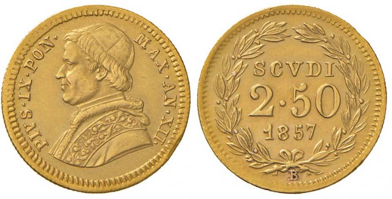 Bologna - Pio IX (1846-1870) - 2,5 Scudi 1857 Anno XII - Gig. 24 Segno di zecca ...