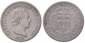 Genova - Carlo Felice (1821-1831) - 50 Centesimi 1826 - Gig. 88 R 
m.BB