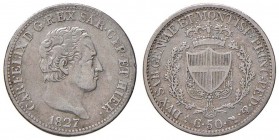 Torino - Carlo Felice (1821-1831) - 50 Centesimi 1827 - Gig. 91 C 
BB