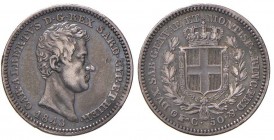 Torino - Carlo Alberto (1831-1849) - 50 Centesimi 1843 - Gig. 148 RR Lieve ondulazione.
BB