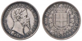 Milano - Vittorio Emanuele II (1849-1861) - 50 Centesimi 1860 - Gig. 87 NC Tracce di pulitura.
SPL-FDC