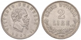 Torino - Vittorio Emanuele II (1861-1878) - 2 Lire 1863 Valore - Gig. 59 R 
BB+