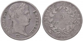 Francia - Napoleone Imperatore (1804-1814) - 5 Francs 1811 Q - Dav. 84 C Perpignan.
MB-BB