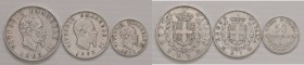 Lotto multiplo - 3 monete in argento di Vittorio Emanuele II Re d'Italia - Come da foto.
n.a.