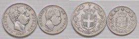 Lotto multiplo - 2 monete in argento di Umberto I Re d'Italia - Come da foto.
n.a.