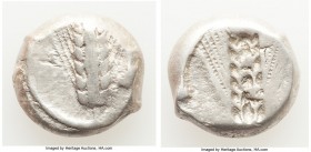 LUCANIA. Metapontum. Ca. 470-440 BC. AR stater (17mm, 7.87 gm, 12h). Fine. META, barley ear with six grains; thick raised rim / Incuse of obverse; str...
