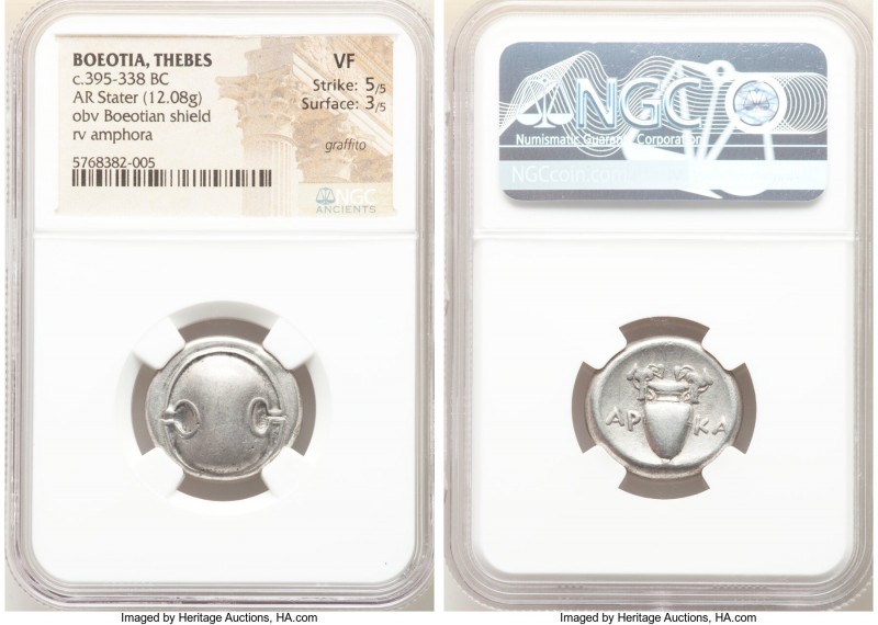 BOEOTIA. Thebes. Ca. 395-338 BC. AR stater (mm, 12.08 gm, 12h). NGC VF 5/5 - 3/5...