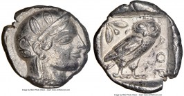 ATTICA. Athens. Ca. 455-440 BC. AR tetradrachm (25mm, 17.14 gm, 9h). NGC XF 5/5 - 3/5. Early transitional issue. Head of Athena right, wearing crested...