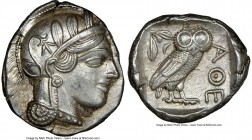 ATTICA. Athens. Ca. 440-404 BC. AR tetradrachm (26mm, 17.22 gm, 10h). NGC Choice AU 5/5 - 4/5. Mid-mass coinage issue. Head of Athena right, wearing c...