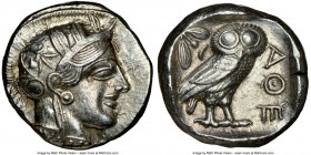 ATTICA. Athens. Ca. 440-404 BC. AR tetradrachm (23mm, 17.20 gm, 5h). NGC AU 5/5 - 4/5. Mid-mass coinage issue. Head of Athena right, wearing crested A...