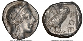 ATTICA. Athens. Ca. 440-404 BC. AR tetradrachm (23mm, 17.17 gm, 5h). NGC Choice XF 5/5 - 4/5. Mid-mass coinage issue. Head of Athena right, wearing cr...
