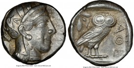 ATTICA. Athens. Ca. 440-404 BC. AR tetradrachm (23mm, 17.14 gm, 5h). NGC Choice XF 5/5 - 4/5. Mid-mass coinage issue. Head of Athena right, wearing cr...