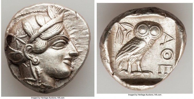 ATTICA. Athens. Ca. 440-404 BC. AR tetradrachm (25mm, 17.19 gm, 4h). XF. Mid-mas...