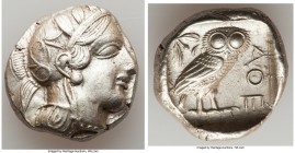 ATTICA. Athens. Ca. 440-404 BC. AR tetradrachm (25mm, 17.18 gm, 10h). Choice XF. Mid-mass coinage issue. Head of Athena right, wearing crested Attic h...
