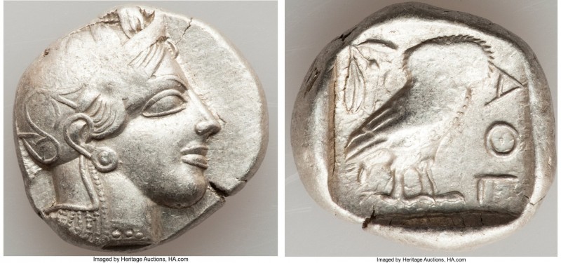 ATTICA. Athens. Ca. 440-404 BC. AR tetradrachm (25mm, 17.20 gm, 1h). XF, weak st...