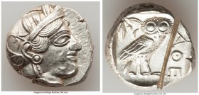 ATTICA. Athens. Ca. 440-404 BC. AR tetradrachm (25mm, 17.22 gm, 4h). Choice XF, test cut. Mid-mass coinage issue. Head of Athena right, wearing creste...