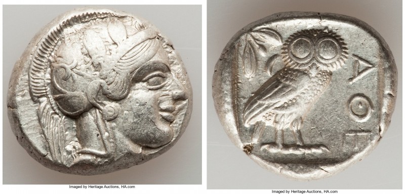 ATTICA. Athens. Ca. 440-404 BC. AR tetradrachm (24mm, 17.18 gm, 6h). VF. Mid-mas...