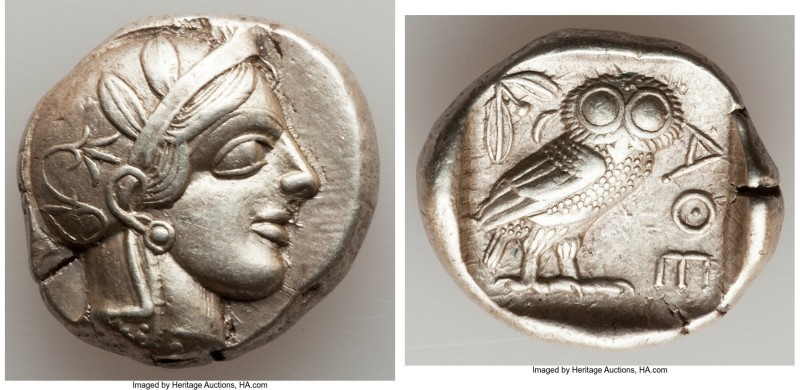 ATTICA. Athens. Ca. 440-404 BC. AR tetradrachm (25mm, 17.13 gm, 1h). XF. Mid-mas...