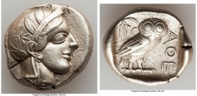 ATTICA. Athens. Ca. 440-404 BC. AR tetradrachm (25mm, 17.13 gm, 1h). XF. Mid-mass coinage issue. Head of Athena right, wearing crested Attic helmet or...
