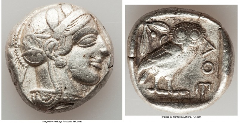ATTICA. Athens. Ca. 440-404 BC. AR tetradrachm (24mm, 17.19 gm, 7h). Choice Fine...