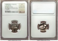 CORINTHIA. Corinth. Ca. 515-450 BC. AR stater (19mm, 8.46 gm, 2h). NGC AU 3/5 - 2/5. Pegasus with curving wing flying right, Ϙ below / Archaic style h...