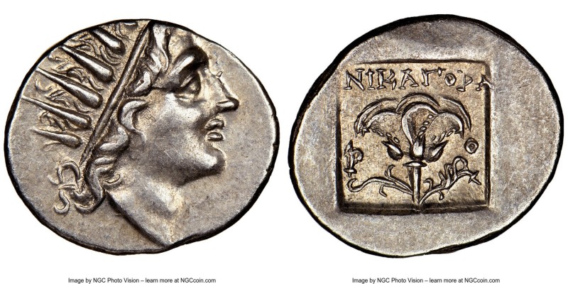 CARIAN ISLANDS. Rhodes. Ca. 88-84 BC. AR drachm (16mm, 1h). NGC AU. Plinthophori...