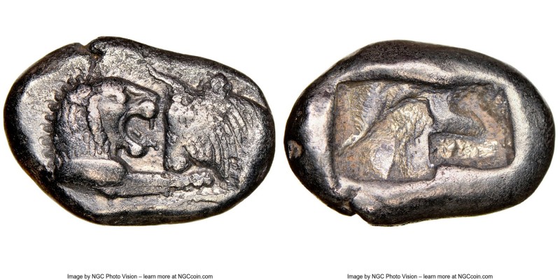 LYDIAN KINGDOM. Croesus (561-546 BC). AR half-stater or siglos (17mm, 5.24 gm). ...
