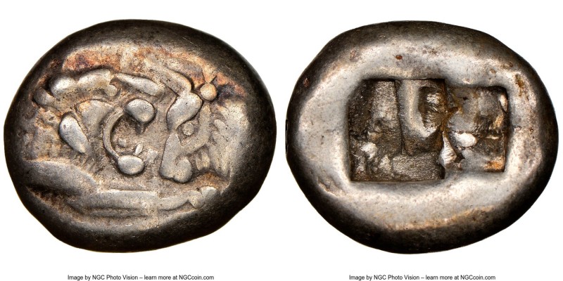 LYDIAN KINGDOM. Croesus (561-546 BC). AR half-stater or siglos (15mm). NGC VF, c...