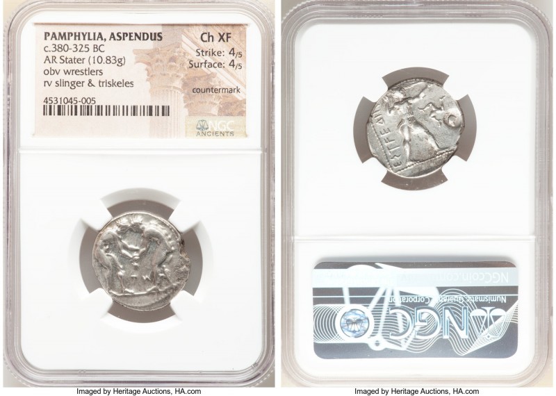 PAMPHYLIA. Aspendus. Ca. 380-325 BC. AR stater (22mm, 10.83 gm, 5h). NGC Choice ...
