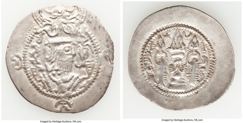 TOKHARISTAN. Yabghus of Bactria. Ca. AD 6th-7th century. AR drachm (30mm, 3.80 g...
