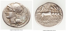 M. Baebius Q.f. Tampilus (ca. 137 BC). AR denarius (19mm, 3.90 gm, 12h). Choice VF. TAMPIL, head of Roma left in winged helmet decorated with griffin ...