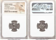 Augustus (27 BC-AD 14). AR denarius (19mm, 1h). NGC VG, edge chip, punch mark, bankers mark. Rome, ca. 19/18 BC, Q. Rustius, moneyer. Q RVSTIVS FORTVN...