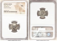Titus (AD 79-81). AR denarius (17mm, 5h). NGC VG. Rome AD 79. T CAESAR IMP VESPASIANVS, laureate head of Titus to right / TR POT VIII-COS VII, Venus C...