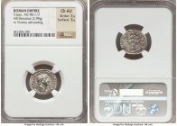 Trajan (AD 98-117). AR denarius (19mm, 2.99 gm, 6h). NGC Choice AU 5/5 - 3/5. Rome, AD 103-111. IMP NERVA TRAIANVS AVG GER DACICVS, laureate head of T...