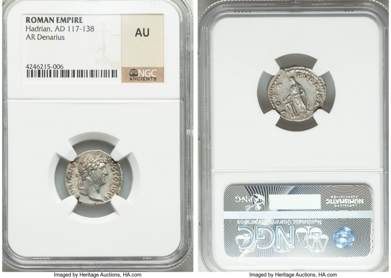 Hadrian (AD 117-138). AR denarius (18mm, 5h). NGC AU. Rome, AD 137. HADRIANVS-AC...