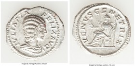 Julia Domna (AD 193-217). AR denarius (20mm, 2.81 gm, 6h). XF. Rome, AD 211-217. Draped bust of Julia Domna right, seen from front, hair waved in ridg...
