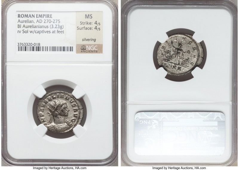 Aurelian (AD 270-275). BI antoninianus (24mm, 3.23 gm, 6h). NGC MS 4/5 - 4/5, Si...