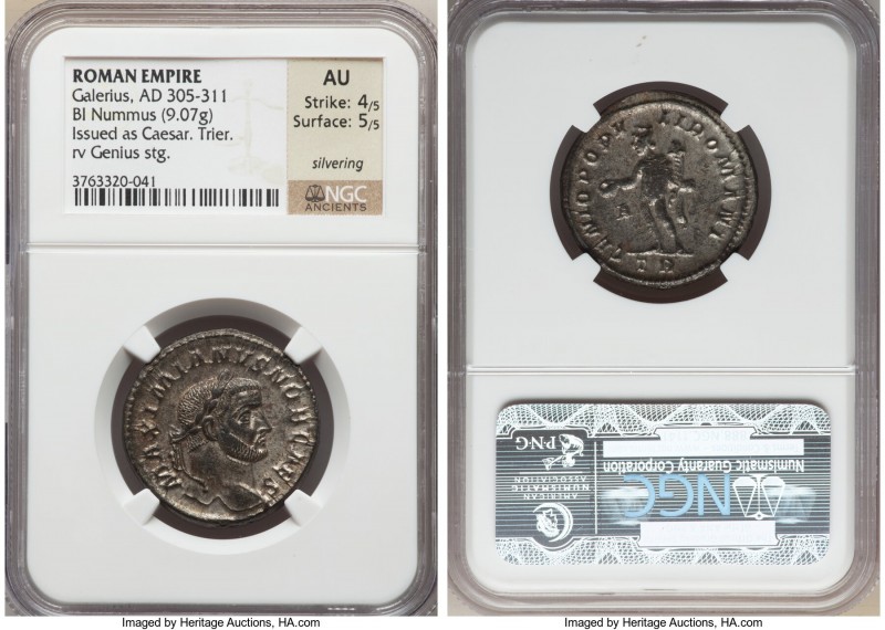 Galerius (AD 305-311). AE follis or BI nummus (27mm, 9.07 gm, 5h). NGC AU 4/5 - ...