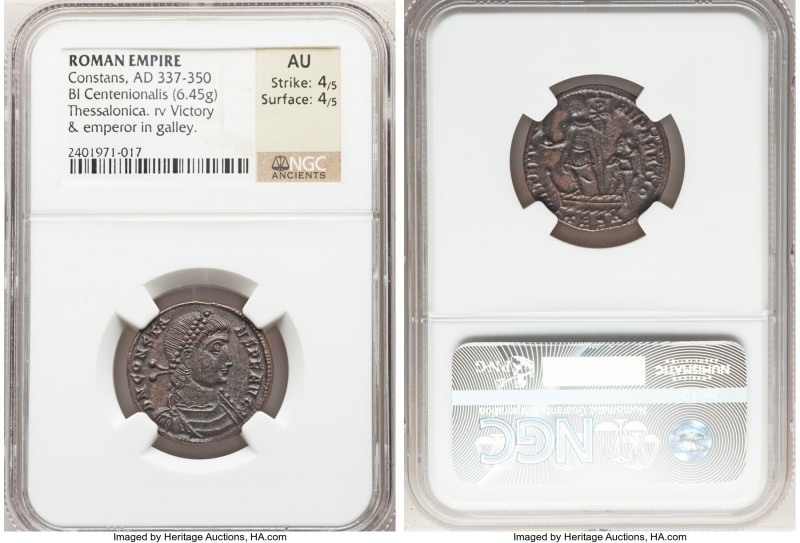 Constans (AD 337-350). BI centenionalis (23mm, 6.45 gm, 6h). NGC AU 4/5 - 4/5. T...